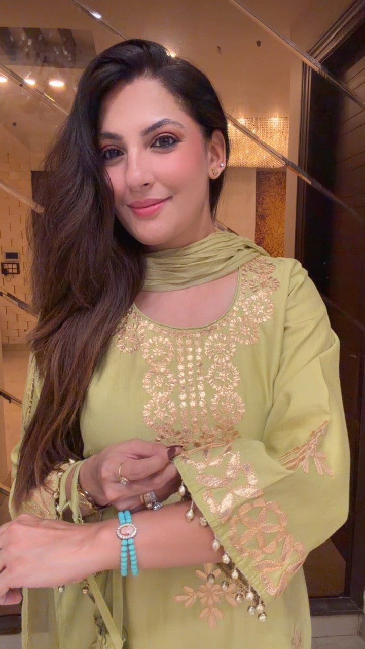 Fully Stitched Farshi Set with Gota work