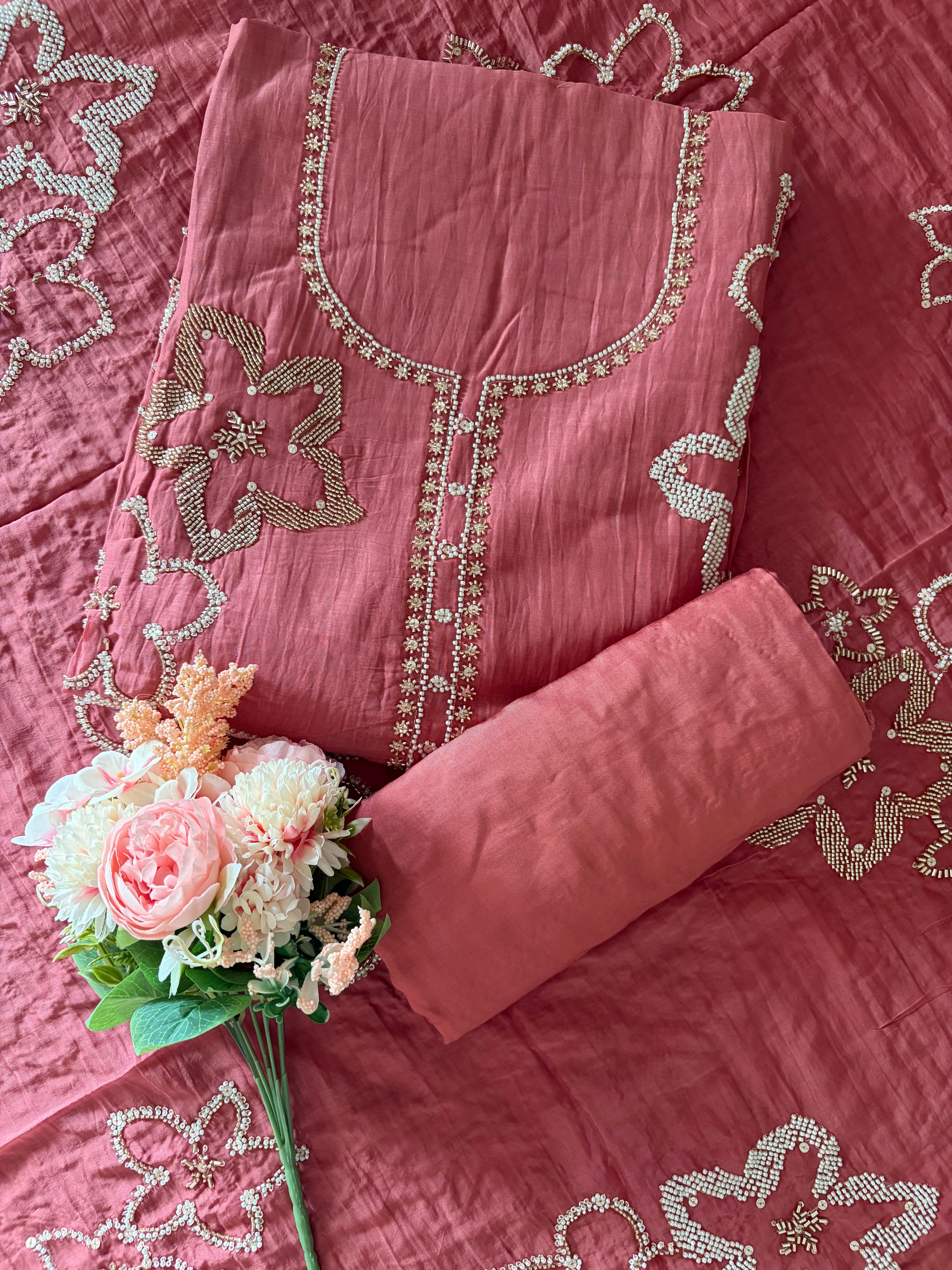 Mul Chanderi Unstitched suit