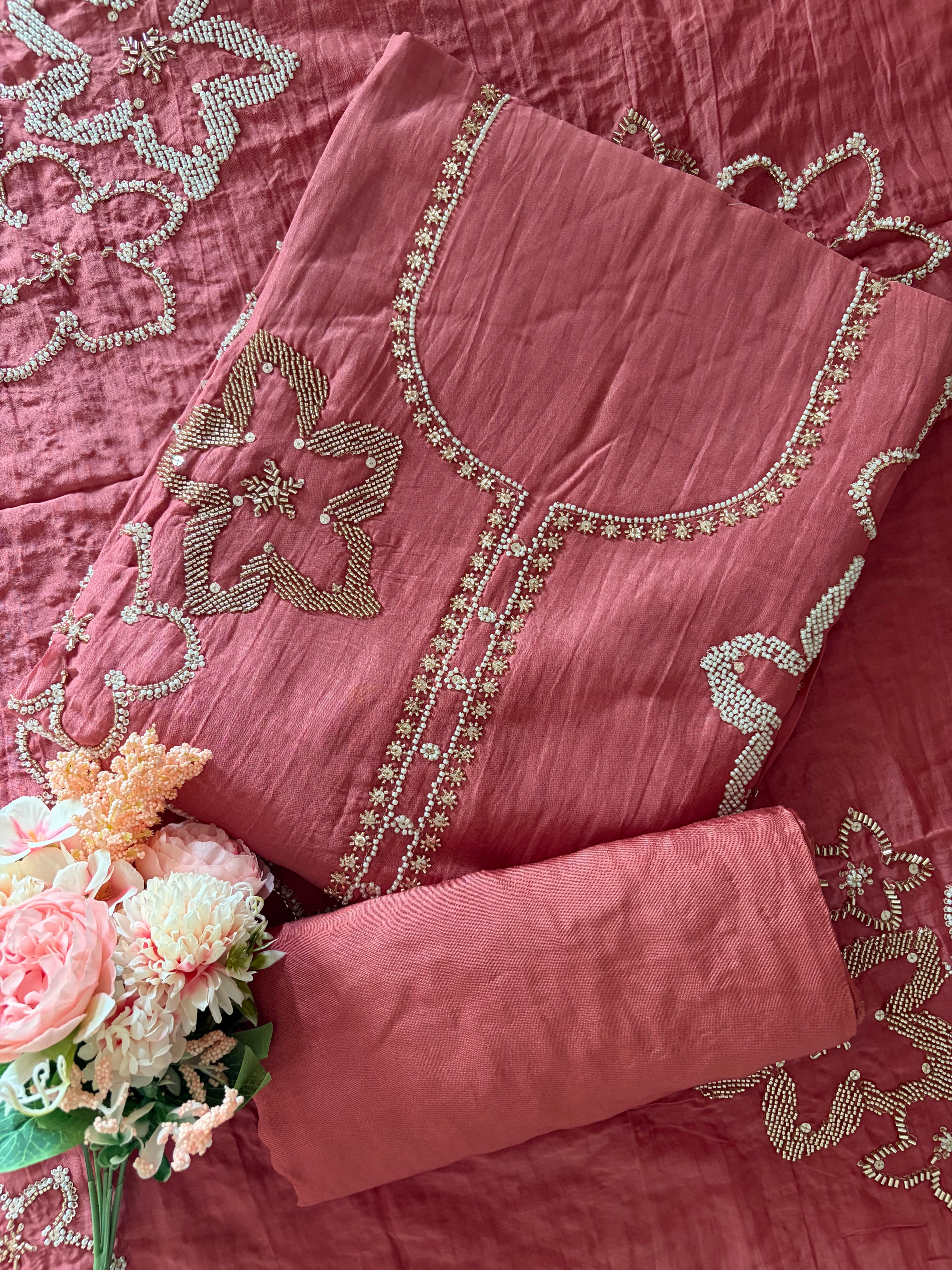 Mul Chanderi Unstitched suit