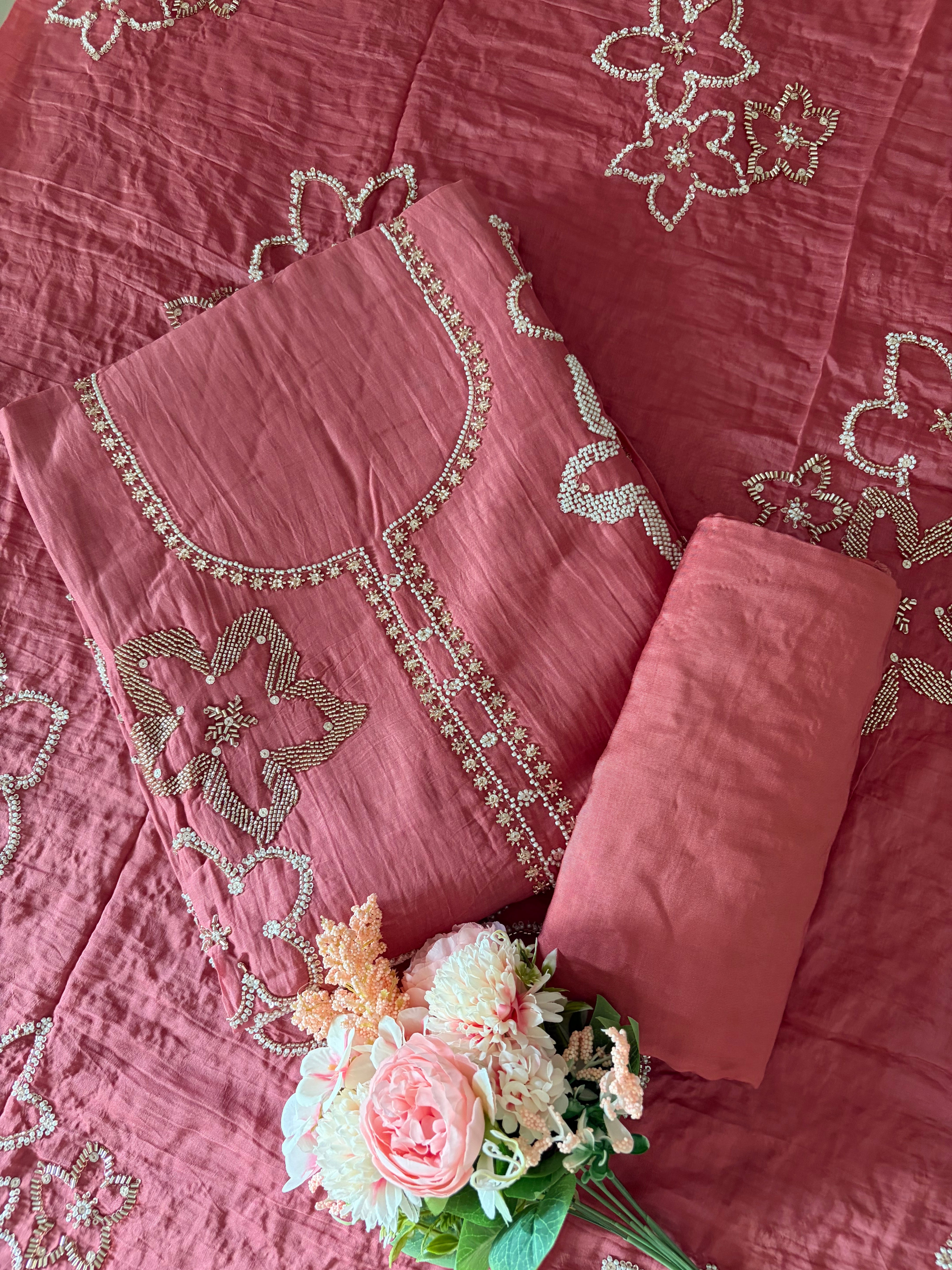 Mul Chanderi Unstitched suit