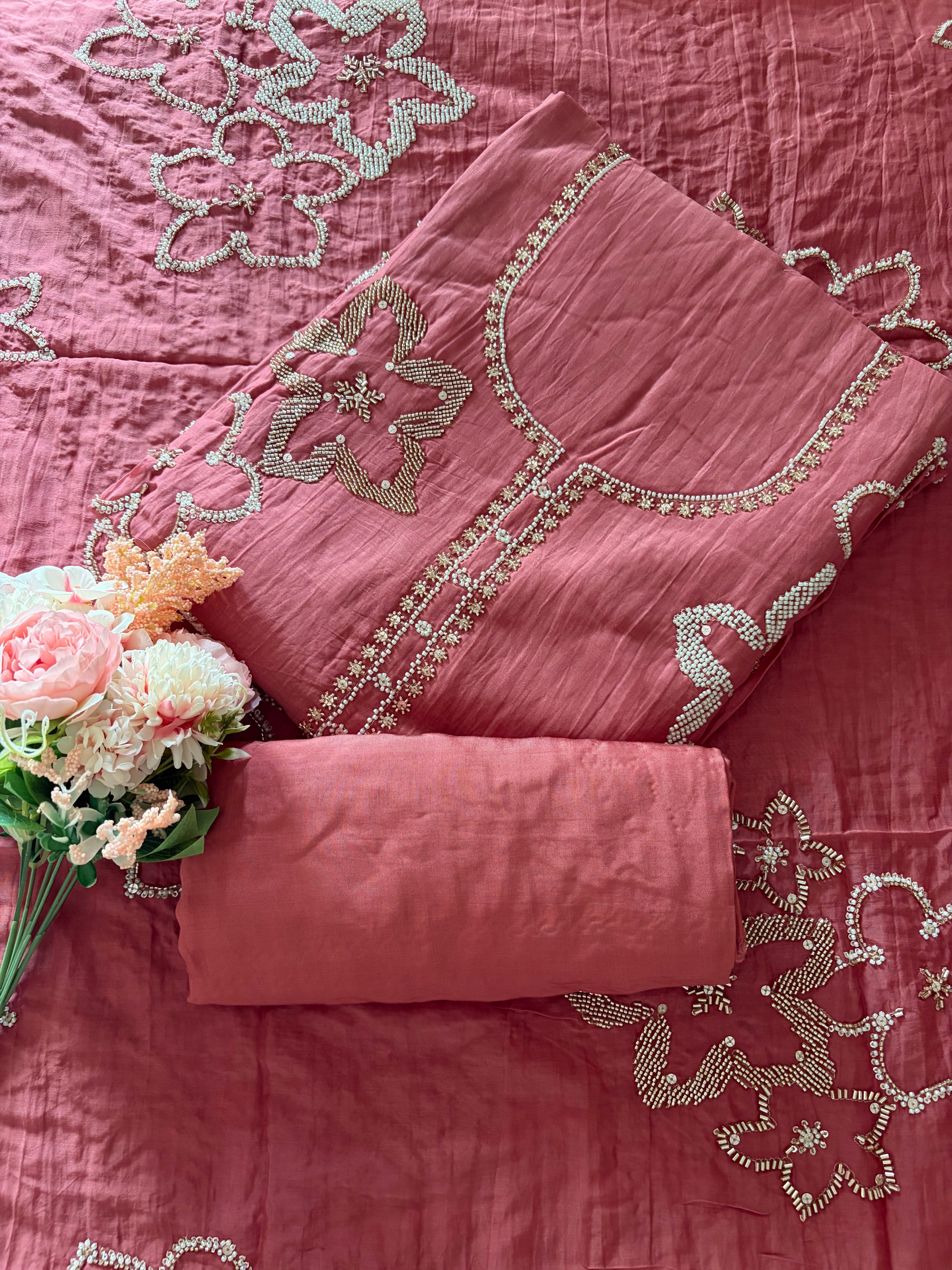 Mul Chanderi Unstitched suit