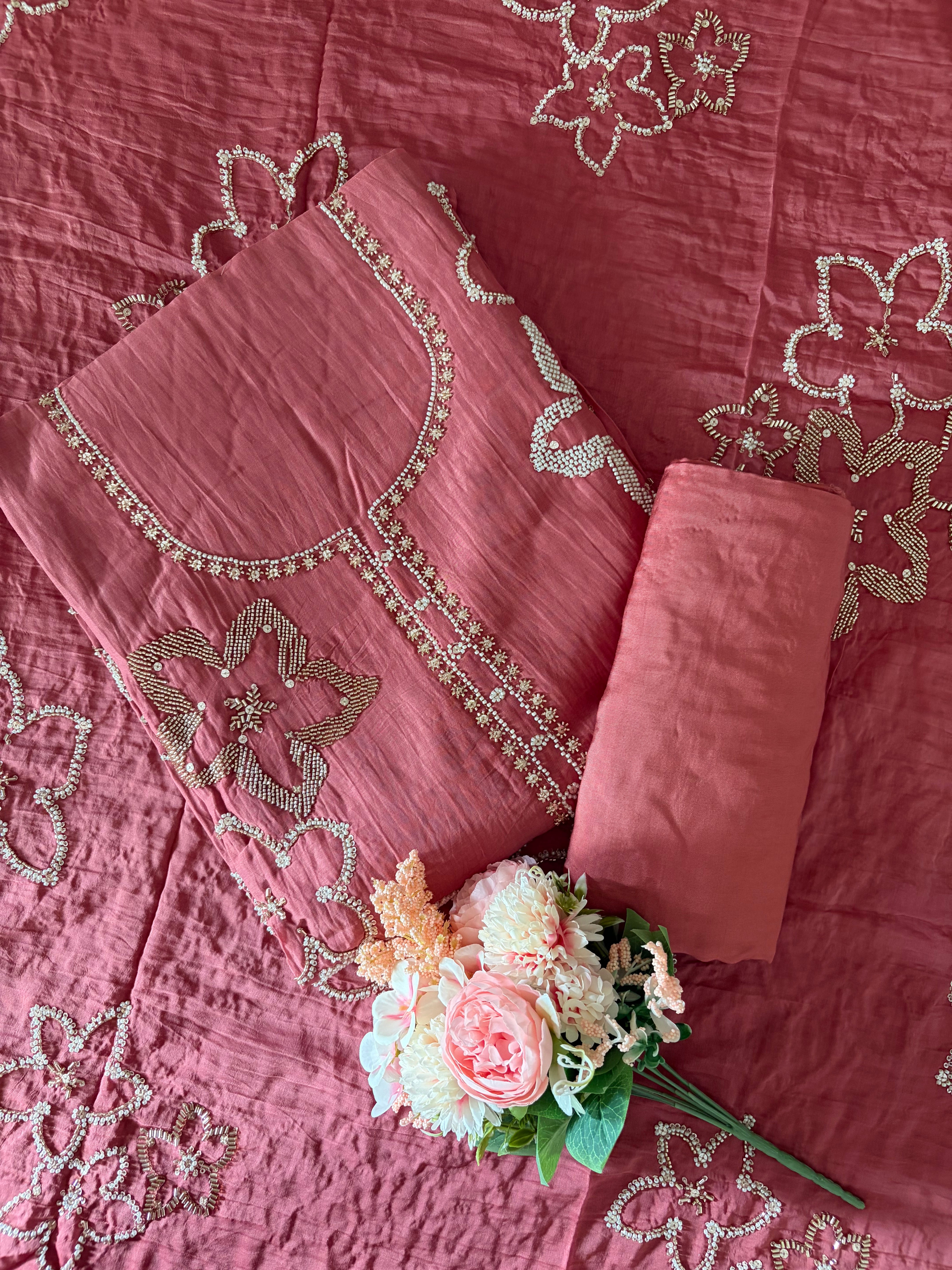 Mul Chanderi Unstitched suit