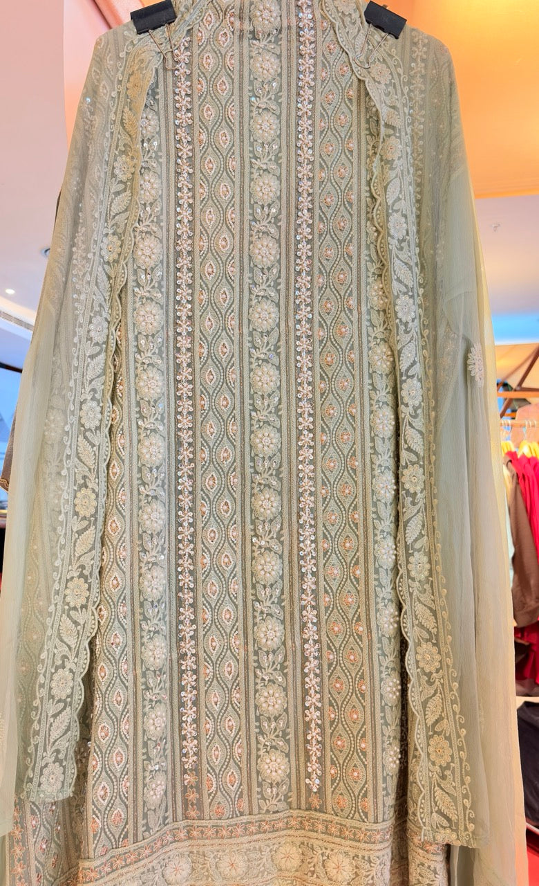 Premium Georgette Unstitched suit heavily embellished with pearls and sequins