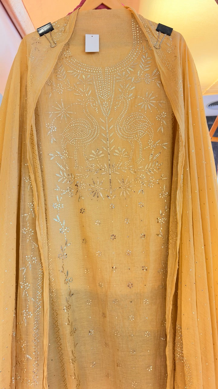 Mul Chanderi with Pitta work