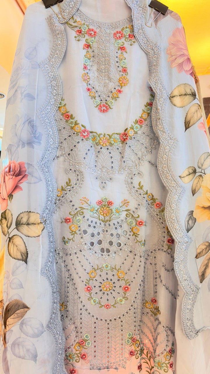 Soft organza Pakistani style Unstitched suit