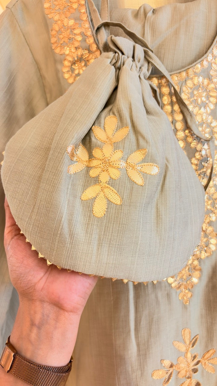 Fully Stitched Farshi Set with Gota work