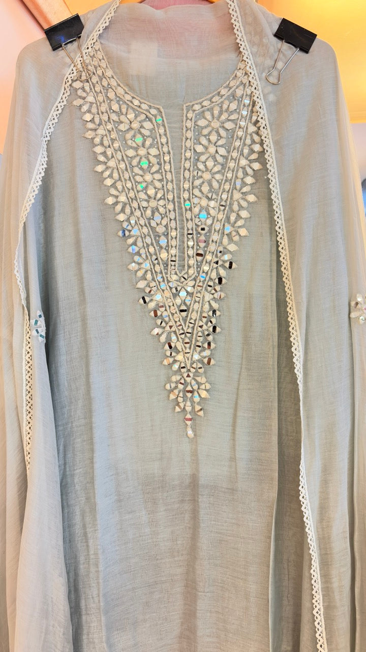 Mirror Embellished Mul Cotton suit