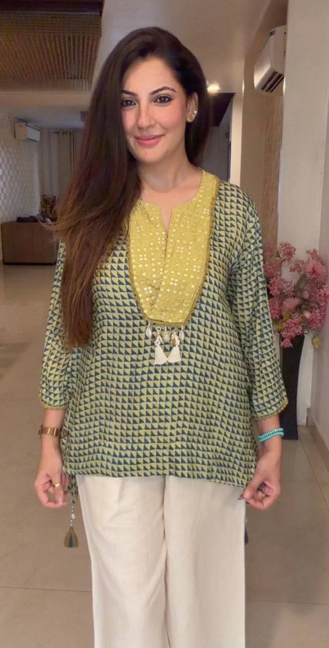 Boho cord set in Muslin with Pure Cotton Linen pants