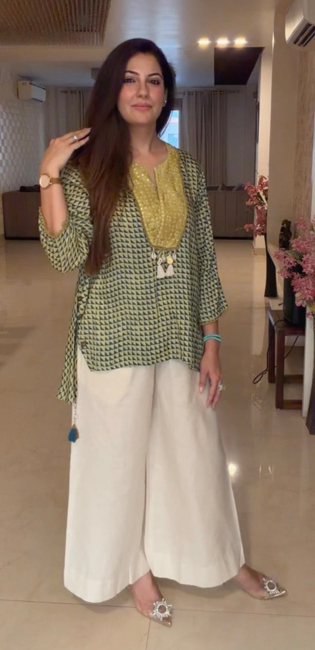 Boho cord set in Muslin with Pure Cotton Linen pants