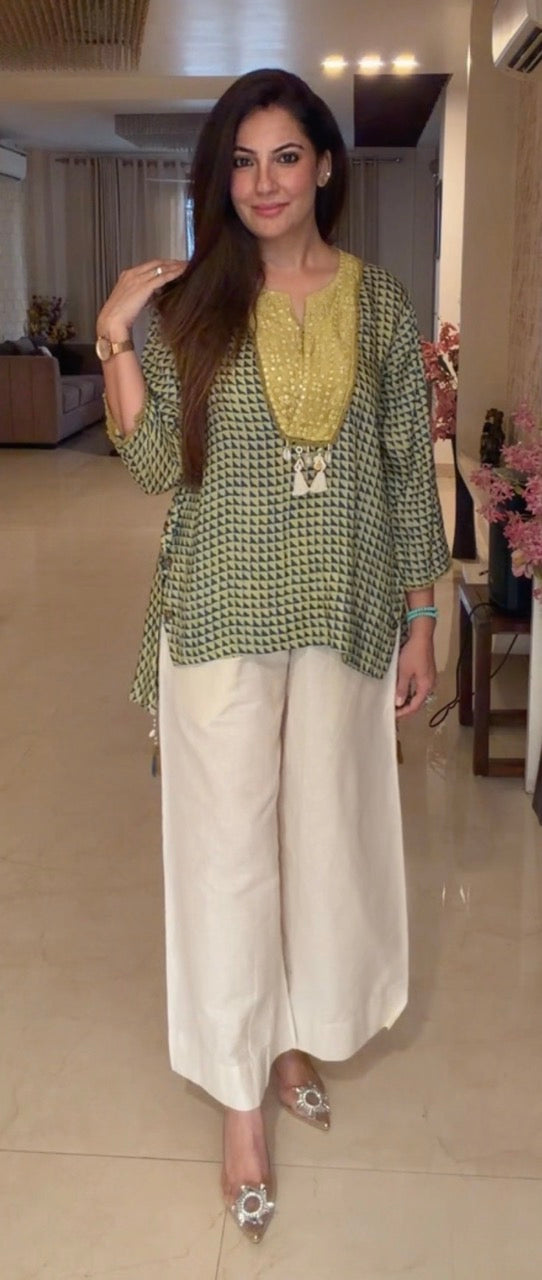 Boho cord set in Muslin with Pure Cotton Linen pants