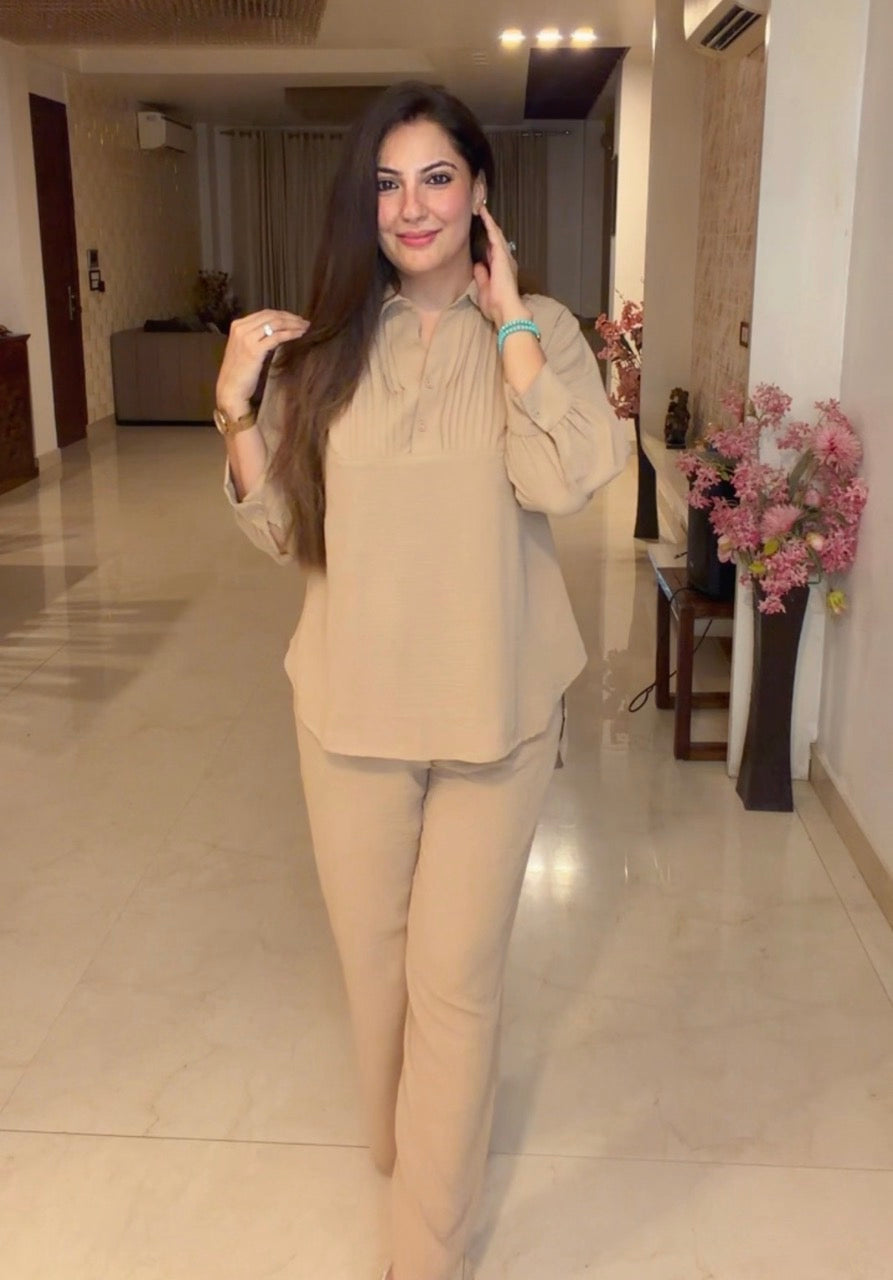 Pin rucks Co Ord set - Fawn