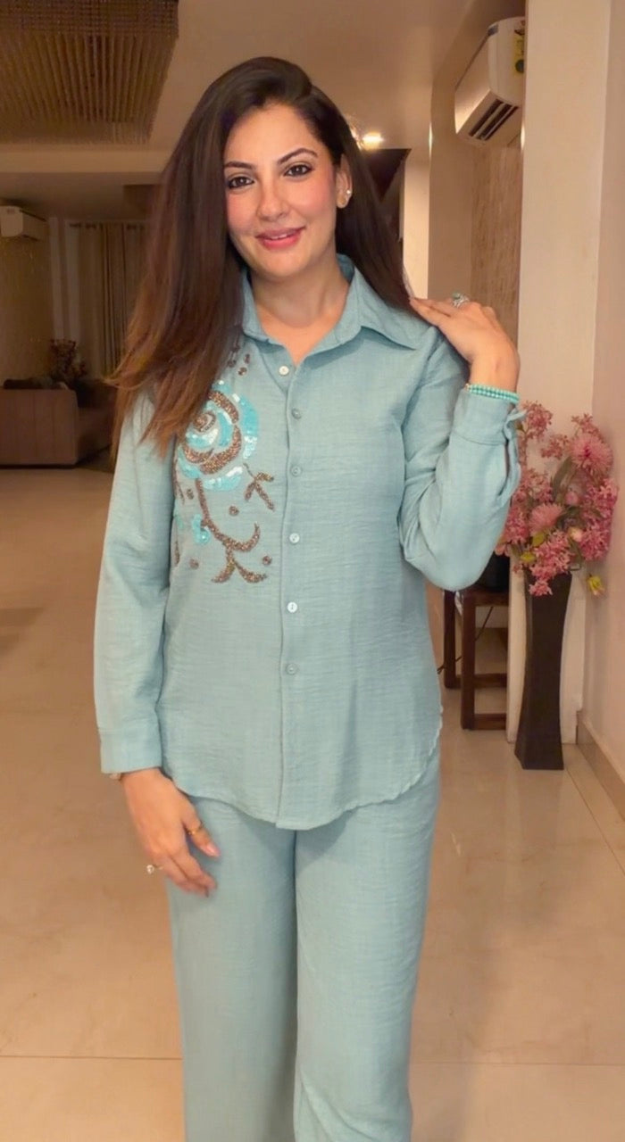Beautiful embroidered Cord set