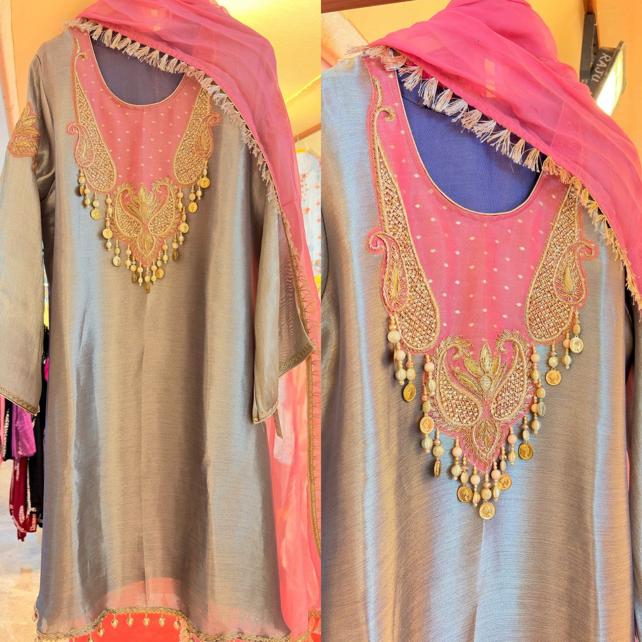 Fully Stitched Giraffe Tissue Farshi set