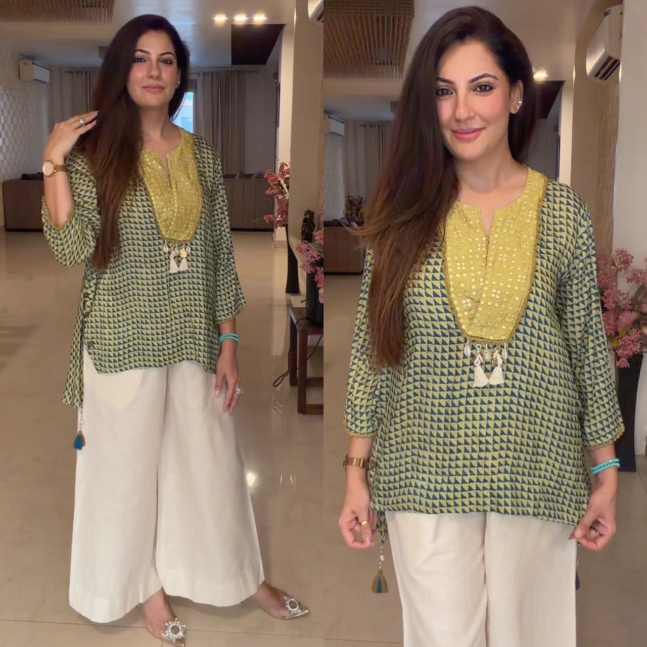 Boho cord set in Muslin with Pure Cotton Linen pants