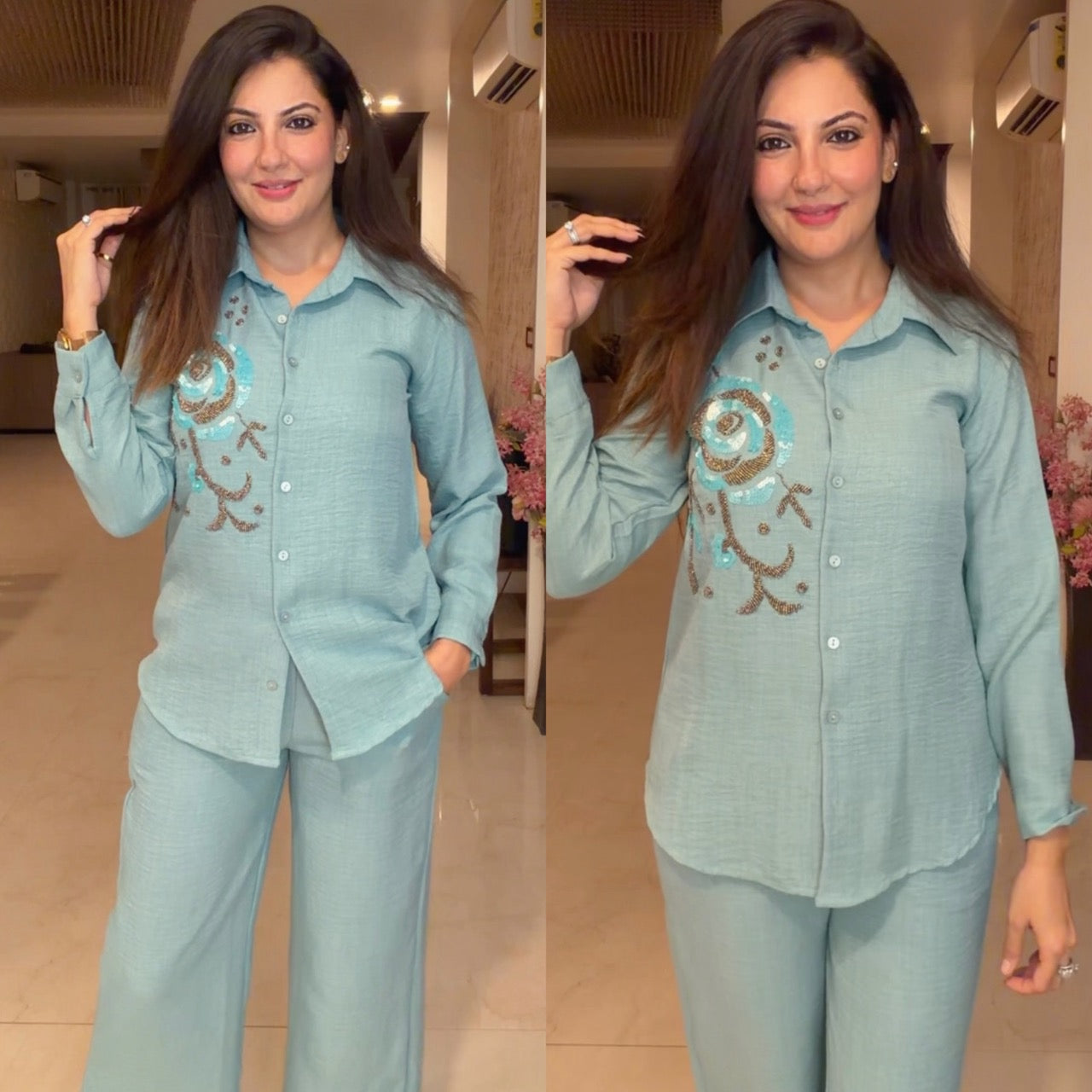 Beautiful embroidered Cord set