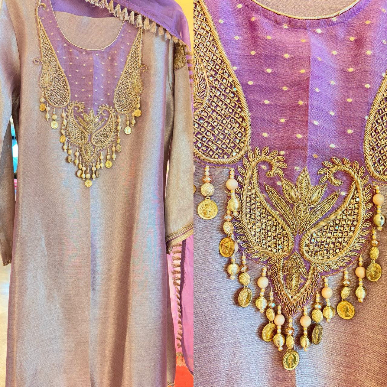 Fully Stitched Giraffe Tissue Farshi set